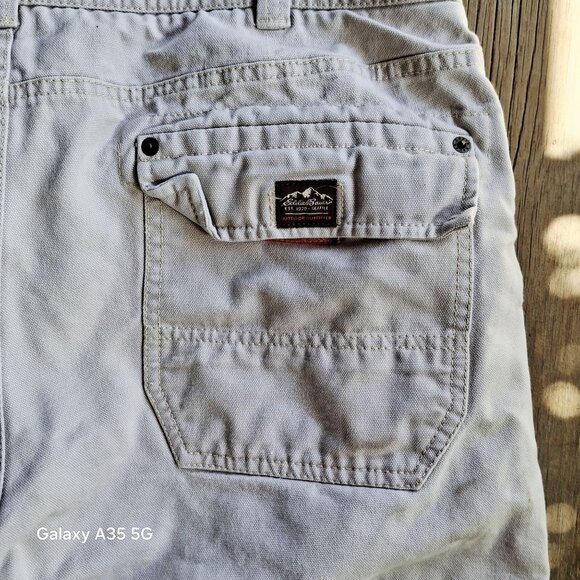 Eddie Bauer Mens Work Heavy Duty Khaki Cargo Pants Size 40X30 Cotton Fabric - Picture 13 of 14